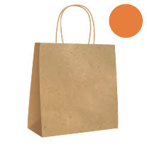 Bolsa de Papel Kraft Naranja con asa rizada