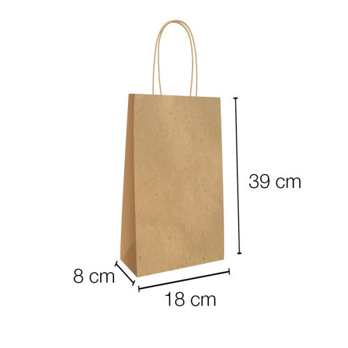 Bolsa de Papel Kraft Marron con asa rizada