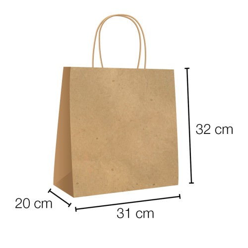 Bolsa de Papel Kraft Marron con asa rizada