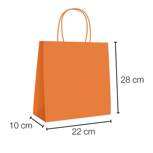 Bolsa de Papel Kraft Naranja con asa rizada