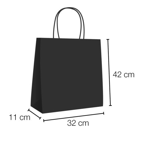 Bolsa de Papel Kraft Negro con asa rizada