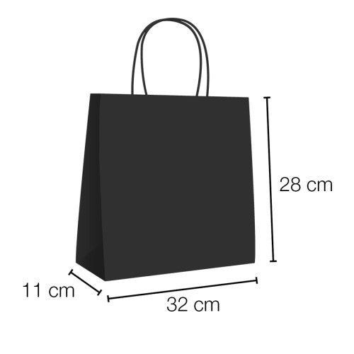 Bolsa de Papel Kraft Negro con asa rizada