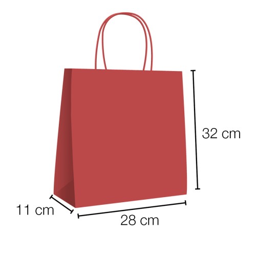 Bolsa de Papel Kraft Rojo con asa rizada