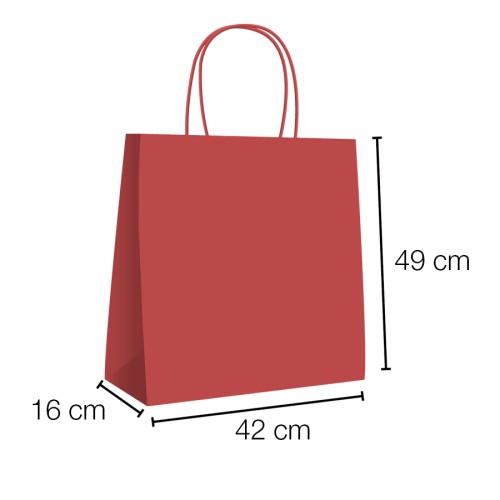 Bolsa de Papel Kraft Rojo con asa rizada