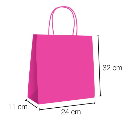 Bolsa de Papel Kraft Rosa con asa rizada