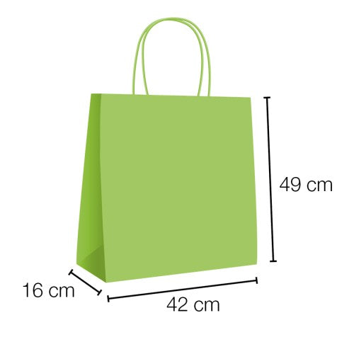 Bolsa de Papel Kraft Verde Claro con asa rizada